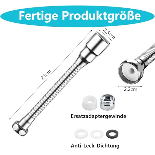 QZKJQDD Wasserhahn Verlängerung 21CM, 360 Grad Schwenkbarer Wasserhahn Verlängerung Spritzkopf,2 Modi Wasserauslassmodus, Perfekt für Küche, Bad usw (Rotationseinstellung)