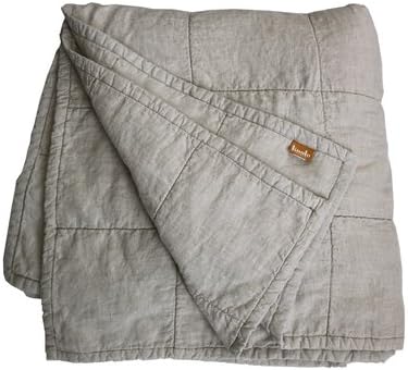 Linoto Quilted Linen Coverlet, Soft and Breathable Bedding, Comfortable All-Year Round Bedspread, King Size Bedcovering, Natural Oatmeal