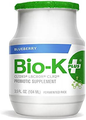 Bio-K + Drinkable Probiotics for Women & Men, Blueberry Flavor, 50 Billion Live and Active Bacteria, Dairy-Free Fermented Rice - Shipped Cold (6) Bottles, 3.5 fl. Oz