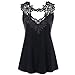 Produktbild Zarupeng Frauen Spitze Crochet Tank Top, Einfarbig Weste Ärmellos V-Ausschnitt Bluse Jumper Sommer Casual Elegante Slim Tunika (2XL, Schwarz)