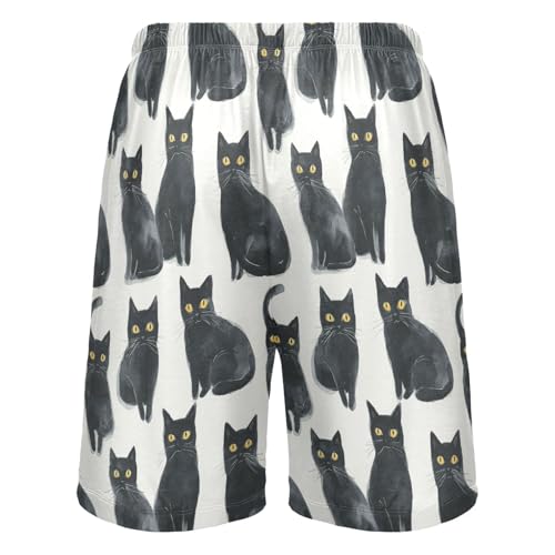 Men's Pajama Shorts Black Cat Animal Sleep Shorts for Men Pj Bottom Lounge Pants with Pockets3