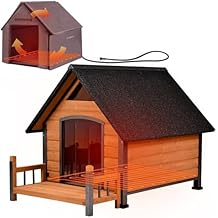 Gutinneen Dog House Outdoor Heated Dog Kennel with Insulated Liner for Winter Metal Frame Dog House for Small Medium Large Dogs, Waterproof Roof