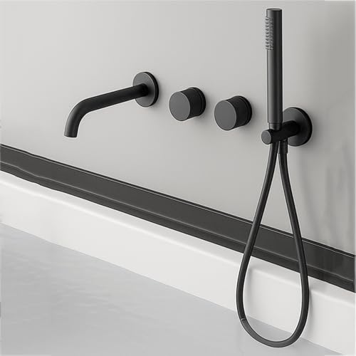 Mitigeur de bain à encastrer mural noir avec douchette
