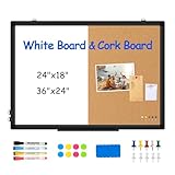[24' x 18'] WALGLASS Dry Erase and Bulletin Boards Combo, Magnetic White Board Cork Board for Wall, Whiteboard & Corkboard Combination with Aluminum Frame, for Home, Classroom, Office