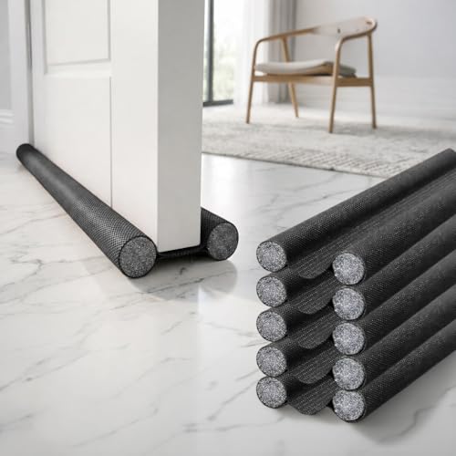 Image of Door Draft Stopper PVC Size 36Inch | Under Door Dust & Noise Blocker | Cold & Heat Insulation Strip | Door Gap Sealer for Home Doors & Windows | Easy Install | Black | Pack of 5