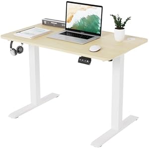 TRIUMPHKEY Elektrisch in hoogte verstelbaar bureau, geheugen voor 2 hoogtes, statafel, kabeldoorvoer, 71-119 cm