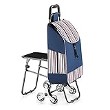 La elección perfecta: nuestro carrito de compras plegable se enorgullece de producir los mejores carros de compras con los mejores materiales del mercado actual. Diseñamos esta bolsa de compras completamente aislada para que sea resistente y duradera, y lo más importante, súper liviana, también tiene un taburete y una rueda giratoria.