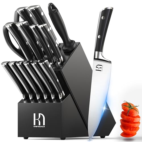 2025 Knife Set 15 Pcs Japanese High Carbon Stainless Steel Kitchen Knife Sets with Block &...