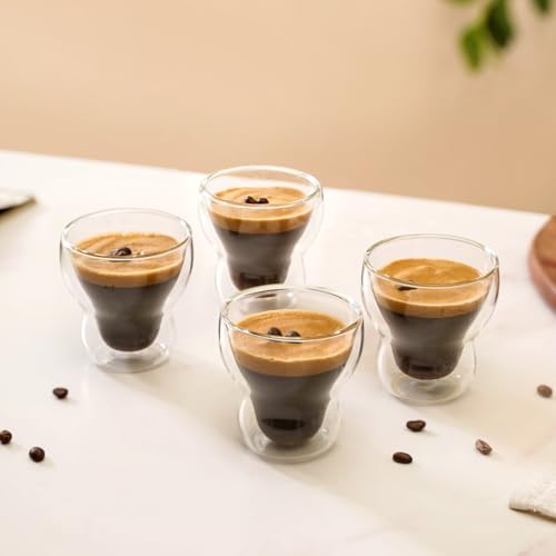 Image of Nestasia Set of 2 Double-Wall Tumblers (150ml) | Sleek, Glassware for Cold Beverages, Espresso, and Cocktails | Microwave & Dishwasher Safe, Lead-Free