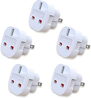 Pack of 5 UK to US Plug Adaptor Type G to Type A and B from UK to USA, Canada, Australia, Jamaica, Barbados, Mexico, Thailand, China, Japan and more 3 pin to 2 Pin American Travel Adapter Plugs