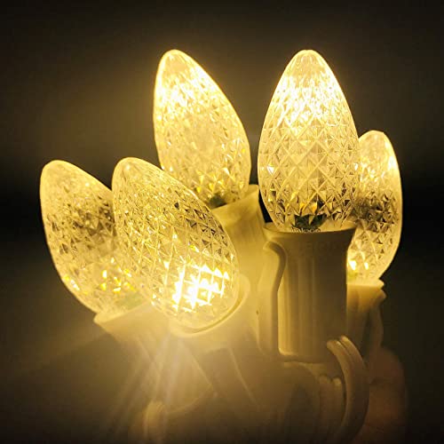 Ul Listed Box Of 25 C7 Led Replacement Bulbs,2 Smd Leds In Each C7 Dimmable Lights Bulb For Outdoor Christmas String Lights,Full Waterproof And Break Resistant (Sun Warm White) #TOP1