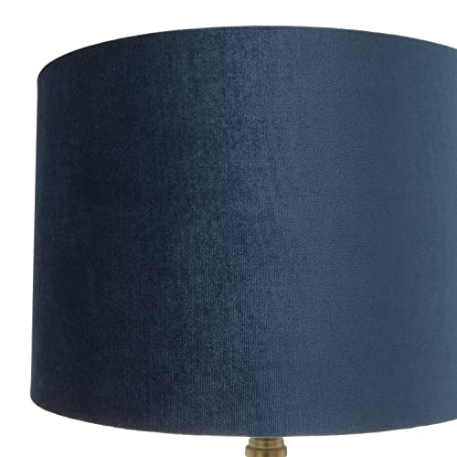 Deco 79 Fabric Table Lamp With Drum Shade, 13" X 13" X 20", Blue #TOP5