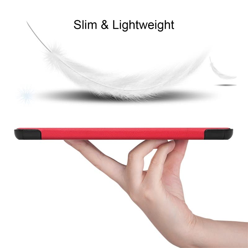 Image of Premium Shock Proof Stand Folio Multi Viewing Angles Hard PC Clear Back Case Cover Compatible with Samsung Galaxy Tab S8 Plus 12.4 inch (Red)