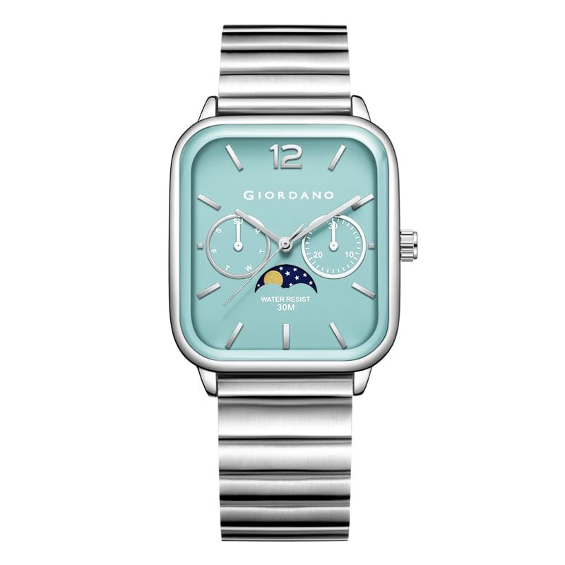 giordano Classic Square Analog Watch for Men with Moon Phase Display and Stainless Steel Strap - GZ-50117-picture-21