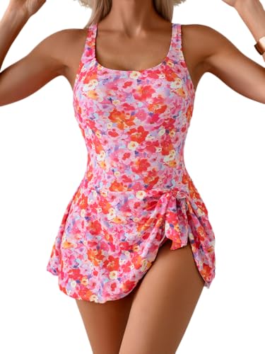 Image of Eomenie One Piece Swimdress Swimsuits for Women Tummy Control Swim Dresses Skirt Bathing Suit