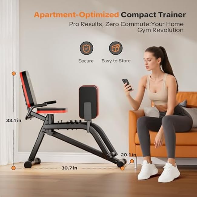 Hip Abductor Machine for Home Gym, 2-Level Thigh Exercise Equipment w/ Bonus Resistance Band | Compact Plush Padding Glute Machine, Booty Builder & Thigh Toner for Women Men