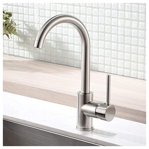 Modern Bar Sink Faucet -Gimili Bar Faucet for Kitchen Sink Single Handle Hot and Cold, Brush Nickle Prep Sink Faucet