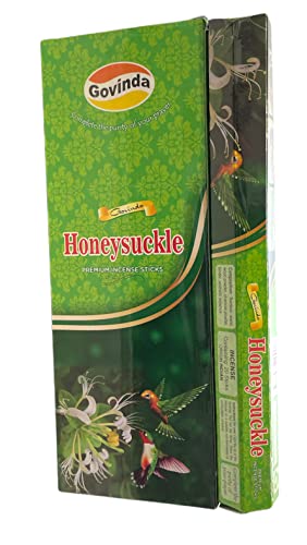Govinda Incense - 120 Incense Sticks, Premium Incense, Masala Coated (Honeysuckle) #TOP4