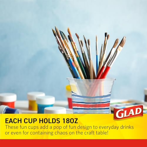 Glad Everyday Clear Plastic Cups, Red White and Blue, 18 Oz, 20 Count, 6-Pk - image 4