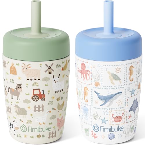 Image of Fimibuke Toddler Cups Spill Proof, 12 OZ Sippy Cup for Toddler Water Bottle