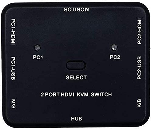 RuhZa 2 Port HDMI KVM Switcher 2 Port USB Switch 2 in 1 Out HD Switch USB Keyboard Mouse Sharing Device for Computer, PC, Laptop, Desktop, Monitor, Printer Keyboard (Black)-picture-32