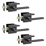 Signstek 4 Pack Heavy Duty Passage Door Lever, Interior Keyless Door Handles for Hallway and Closet,
