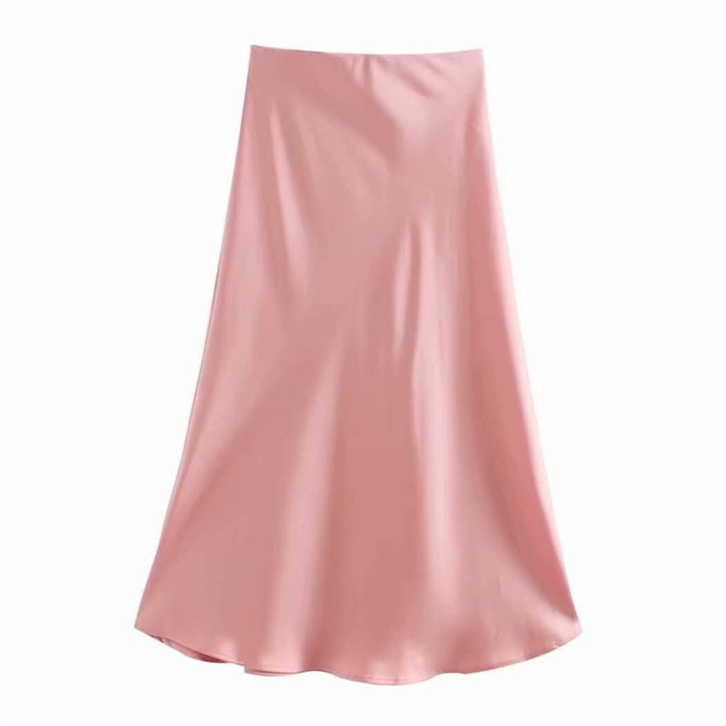 Jupe d'été en satin pour femme - Style élégant - Taille haute élastique