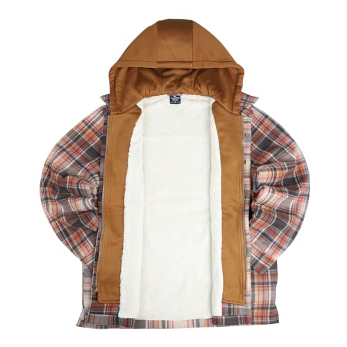 Image of LeeHanTon Mens Flannel Jackets Sherpa Lined Fleece Zip Up Winter Warm Workout Plaid Sweatshirt with Hood