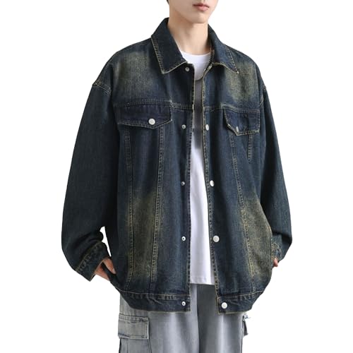 Manteau léger denim hommes outdoor top slim décontracté col montant