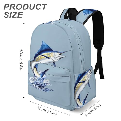 Marlin Fish Laptop Backpack for Women Men Cute Shoulder Bag Printed Daypack for Travel Sports Work3