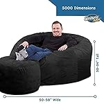 ULTIMATE SACK 5ft Bean Bag Chair & Footstool, Oversize Bean Bag Chair for Adults, Comfy Chair Bean Bag Couch Lounge Sofa Loveseat Furniture | Charcoal Fur - Image 3