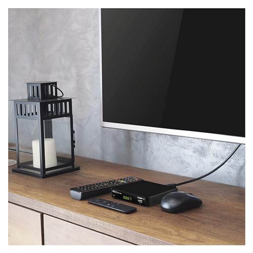 EMOS DVB-T2 HD Receiver H.265 HEVC mit USB, HDMI, SCART und Koaxial-Anschluss, Fernbedienung und Infrarot-Sensor, PVR, Mediaplayer und EPG Funktion, 1080p