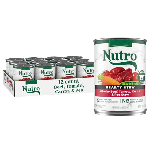 Nutro Hearty Stew Adult Natural Grain Free Wet Dog Food Cuts in Gravy Chunky Beef, Tomato, Carrot & Pea Stew, 12.5 oz Cans (12 Count, Pack of 1)