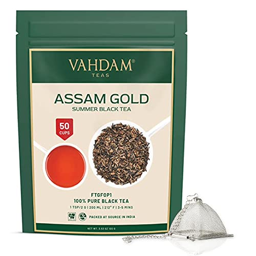 Vahdam, Assam Gold Summer Black Tea(100G) + Pyramid Tea Infuser #TOP27