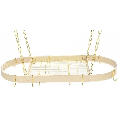 Rogar Desert Stone Oval Pot Rack with Brass Accessories 34-in. Cover