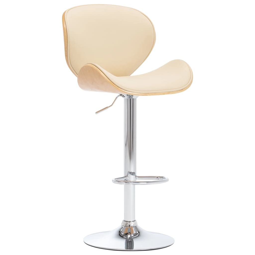 Tabouret de bar en cuir synthétique crème avec vérin réglable