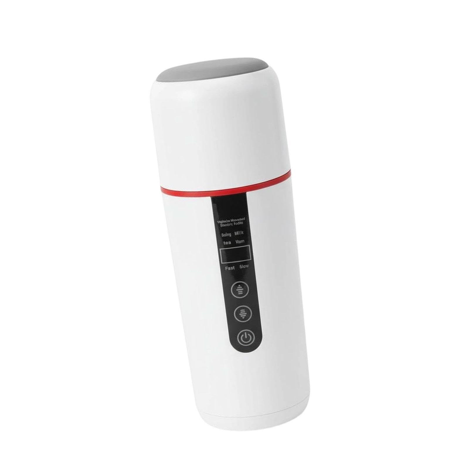 perfk Taza calefactora para coche, hervidor eléctrico para coche, a prueba de fugas, accesorios para automóviles, portátil, 12V 24V, taza de viaje universal, Blanco