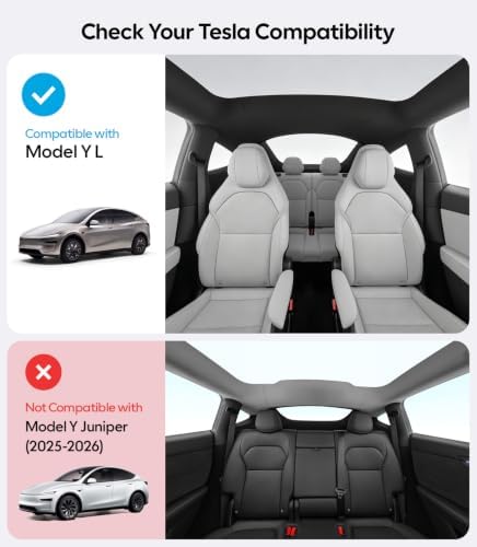 Wigoo for 2026 Tesla Model Y L Accessories Sunshade Roof, Interior Black — 사진 5