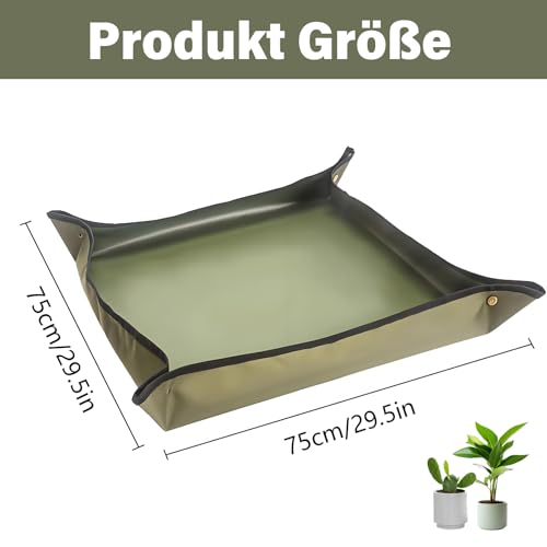 Kisstta Wodoszczelna mata do roślin, mata do przesadzania, z tkaniny Oxford, 75 x 75 cm, składana podkładka na rośliny, mata ogrodowa do przesadzania, sadzonek, wymiany podłoża, przycinania, do użytku