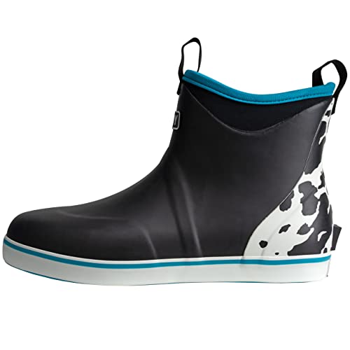 Image of Women's Waterproof Ankle Rain Boots, Rubber Deck & Fishing Boots | Neoprene Lining, EVA Foam Insole, Slip-Resistant Non-Marking Outsole for Comfortable Traction on Boats, Farms & Wet Ground