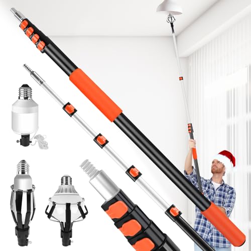 ACTREY 18FT Reach High Light Bulb Changer with Basket and Suction Cup,Light Bulb Changer for High Ceilings with 3-12FT Telescopic Extension Pole for High Ceilings and Recessed Lights ACTREY 18FT Reach High Light Bulb Changer with Basket and Suction Cup,Light Bulb Changer for High Ceilings with 3-12FT Telescopic Extension Pole for High Ceilings and Recessed Lights