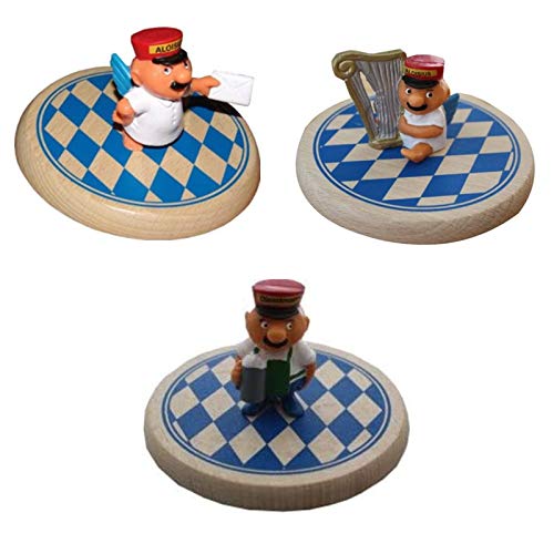 Flaggen Pehl Aloisius Holz Bierglasdeckel 3-er Set : Harfe/Bier/Brief