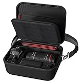 ProCase Hard Shell Camera Case for Canon Rebel T7/EOS R100/R50/DSLR/SLR/Nikon/Sony/Mirrorless Cameras, Soft Padded Digital Camera Travel Bag with 1 Shoulder Strap and 3 Adjustable Dividers -Black