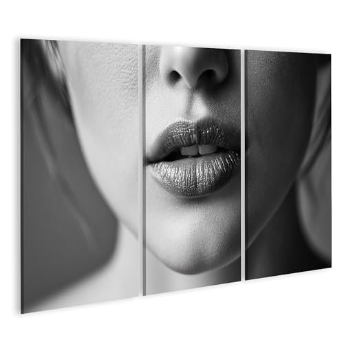 Lèvres sensuelles noir et blanc en toile islandburner - Créez une ambiance intimiste dans votre chambre