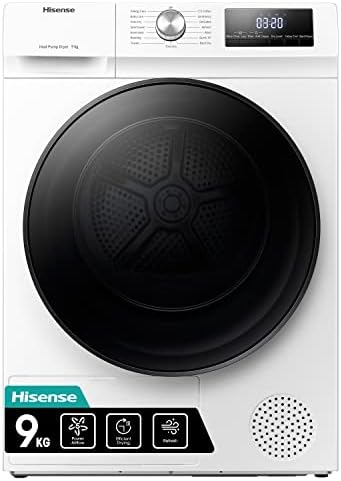 Hisense 3 Series DHQA902U 60cm Freestanding 9 KG Heatpump Front Load Tumble Dryer - 15 Programmes - Auto dry- Steam Refresh - Allergy Care - White