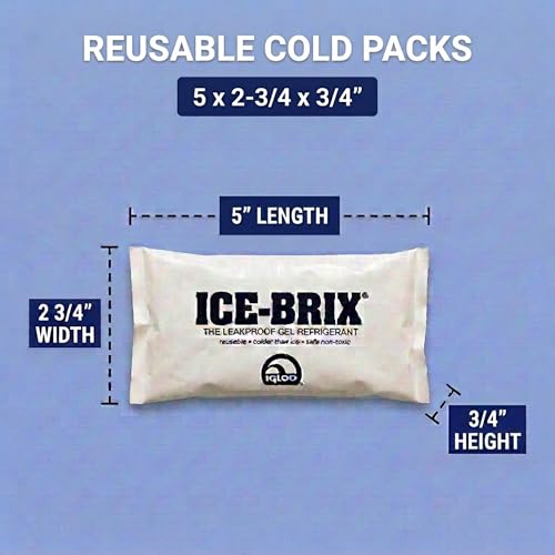 Image of ICE-BRIX Reusable Gel Ice Packs for Shipping, 5 x 2.75 x 0.75 in, 3 oz White (96 Pack) - Compact Cold Packs for GLP-1 Medication Mailers, Lunch Boxes, Small Coolers, Frozen Food & Perishables