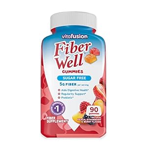 Vitafusion Fiber Well Sugar Free Fiber Supplement, Peach, Strawberry And Blackberry Flavored Supplements, 90 Count
