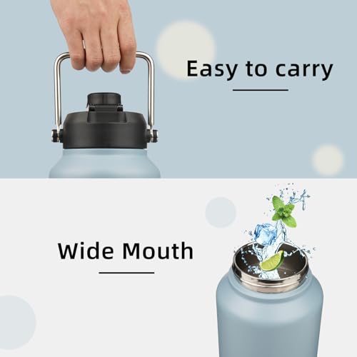 Konokyo Jug with Handle,87 oz Insulated Water Bottle with Carrying Pouch, Double Wall Vacuum Stainless Steel Metal Bottle,Storm Blue by Konokyo - Image 4