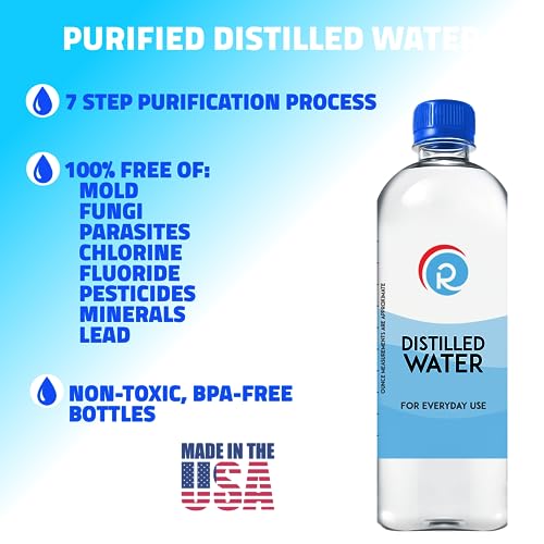 Image of Resway Distilled Water 20 fl.oz. | General Multi-Use | Purified Distilled Water for Drinking, Baby Formula, Nutrition Powder, Aquarium Care | Everyday Use | 6 Pack