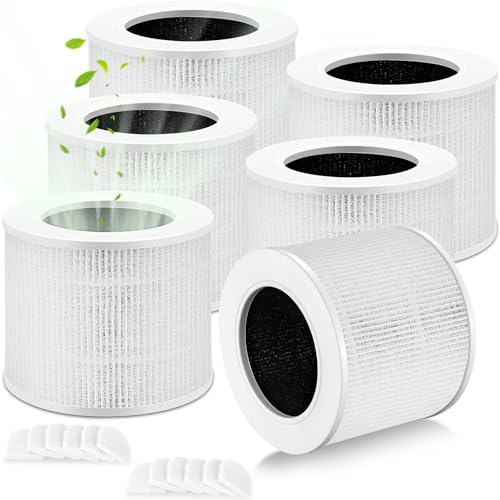 Laukowind 6 Pack Core Mini Filter Compatible With LEVOIT, 3 In 1 Air Filter With Activated Carbon True Replacement Filter - High Efficiency Filt-er (6 Filt-er and12 Fragrance Sponge)